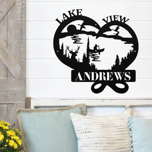 Lake View Family Name Sign ~ Metal Porch Sign - Outdoor Sign - Front Door Sign - Metal Lake Sign - Lake House