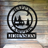 Happy Campers Custom Name Sign ~ Metal Porch Sign | Outdoor Sign | Front Door Sign | Metal Camper Sign | Camping Sign