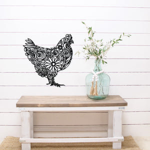 Floral Chicken Sign ~ Metal Porch Sign | Personalized Metal Sign | Farm Porch Sign