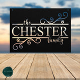 Steel Family Name Sign ~ Outdoor Metal Sign, Door Hanger Sign, Last Name Sign, Wedding Gift,  Personalized Metal Sign, Gift For Couple