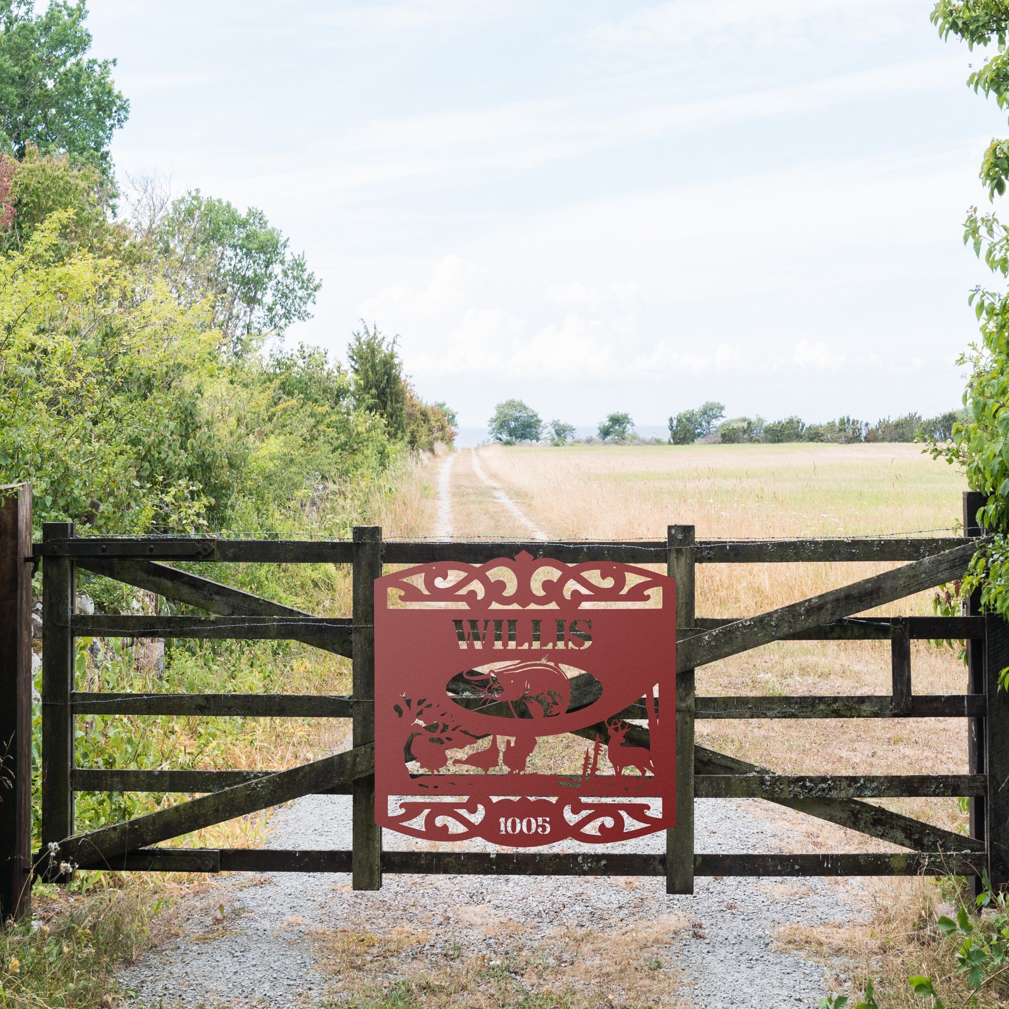 Rustic Metal Farmhouse Welcome Sign; Ranch, Cabin, Meeting Venue, Hunting Lodge, Camp House, Porch, on sale Ranch Gate