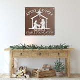 Every Family Needs A Stable Foundation ~ Custom Metal Door Hanger, Personalized Christmas Décor, Winter Porch Sign, Metal Christmas Sign