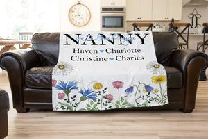 Nanny We Love You, Mothers Day Blanket, Mothers Day Gift, Grandchild Blanket, Personalized Gift, Gift For Grandparent, Birthday Gift