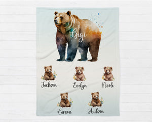 Gigi Bear Blanket - Personalized Gifts for Grandma, Mother's Day Gift for Grandma, New Mimi Gift, Mama Bear, Mother's Day, Mom's Birthday