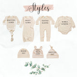 Country Baby, Personalized Neutral Baby Romper Set, Custom Infant Baby Coming Home Outfit, Baby Shower Gift, Sleeper With Footies, Cow Print